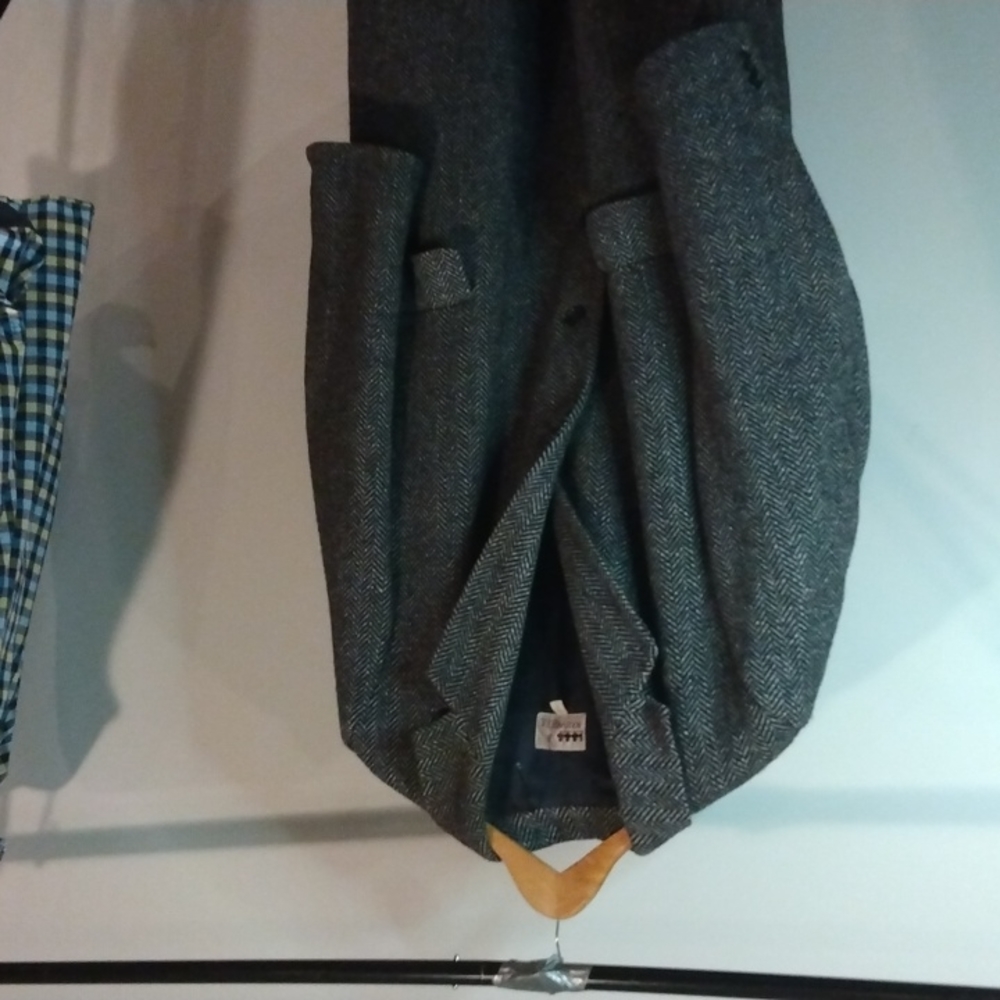 Vintage Herringbone Wool Pea Coat